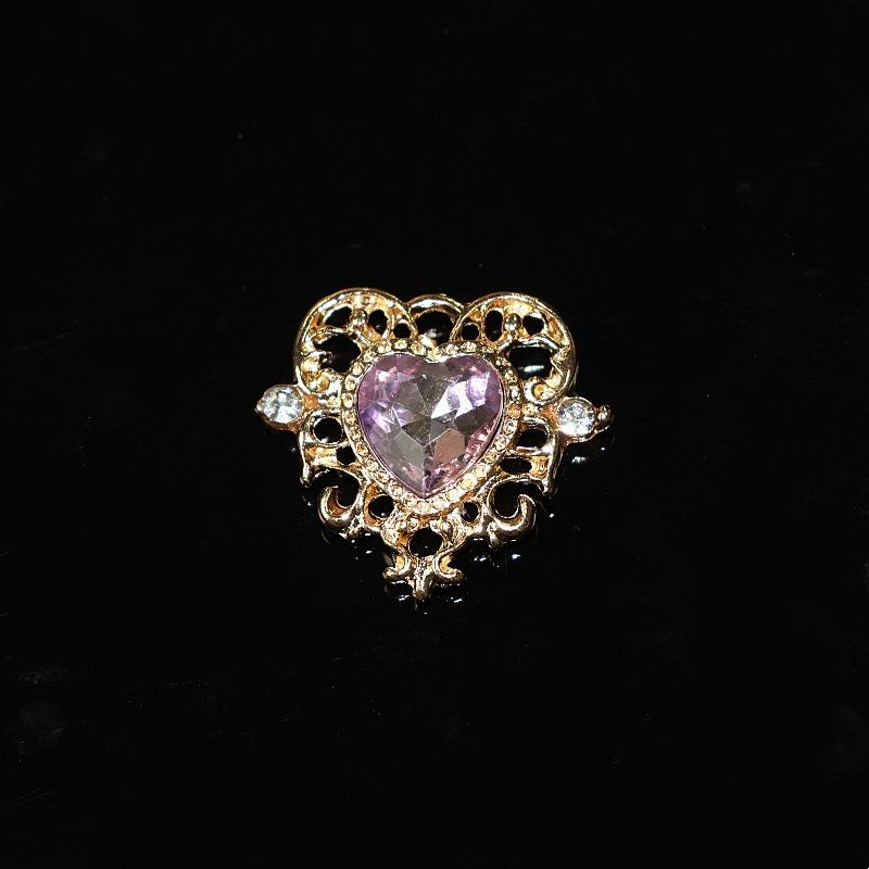 10Pcs Fashion Vintage Hollow Lace Crystal Peach Heart Love Accessories Baroque Alloy Accessories DIY Handmade Materials