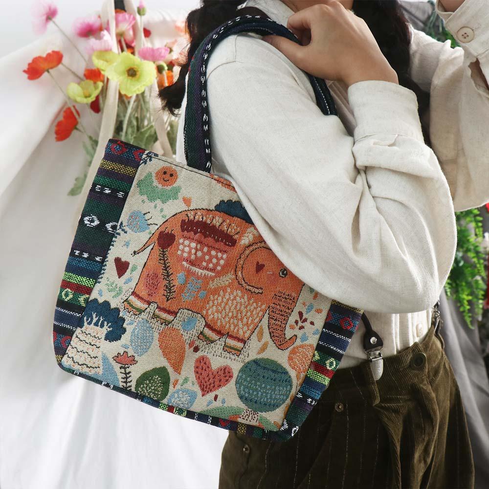 Peacock Ethnic Style Handbag Animal Women Shoulder Bags Simple Canvas Tote Bag Girls