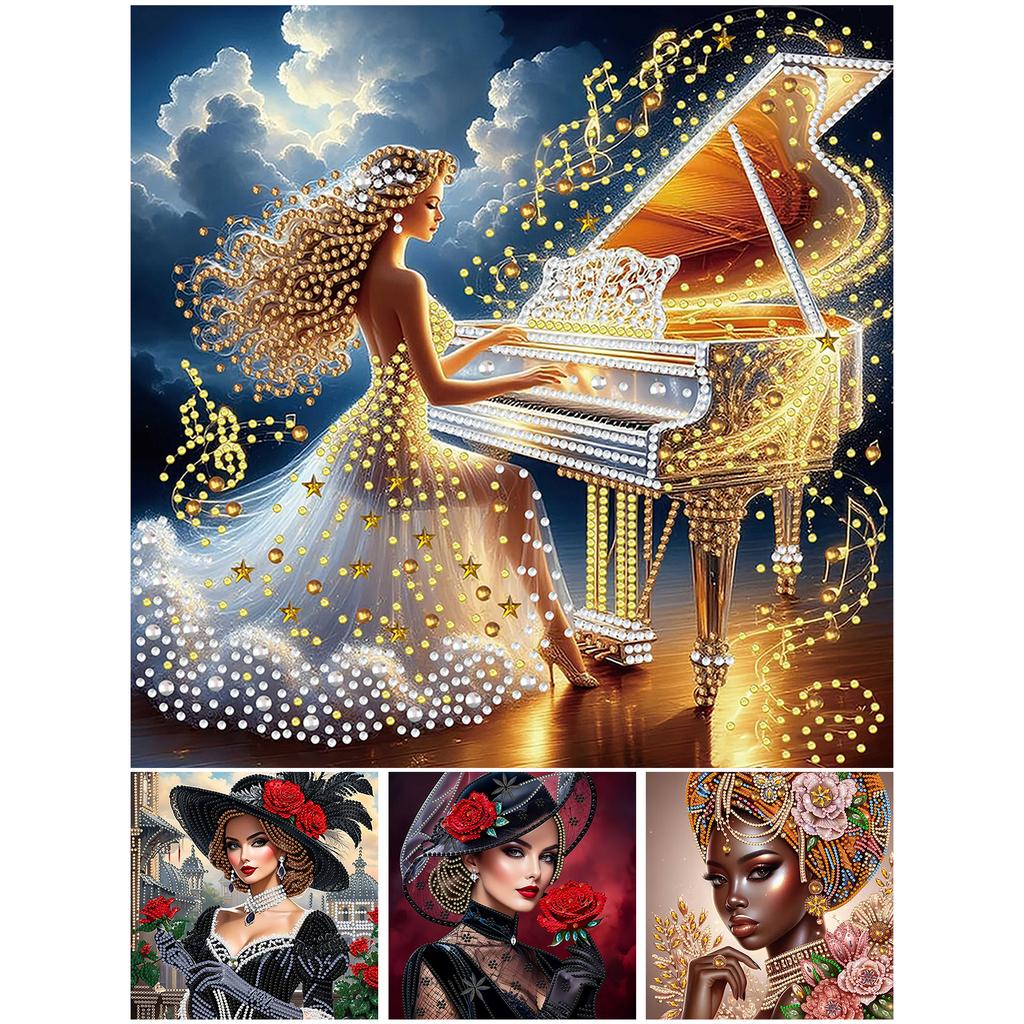 Beauty Special Shaped 5D DIY Partial Drill Diamond Art Kit for Adults Beginners Home Decor Diamonds Paintings Gem Art 30x30cm