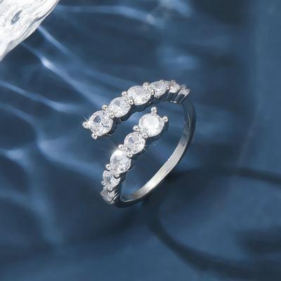 GemChic Women's Ring Exquisite Sparkling Embed Zircon Ring Sweet Opening Adjustable Ring High Quality  Birthday Christmas Jewelry Gift
