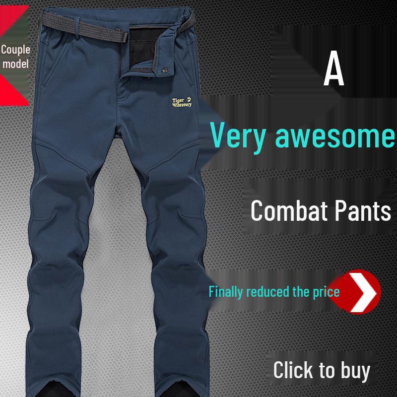 Men's and Women's Warm Fleece-Lined Waterproof Softshell Outdoor Pants for Hiking and Mountaineering