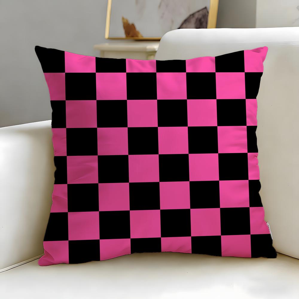 pattern Black White Checkerboard Cushion Cover Soft  EasyWash Pillow Case  Versatile for Couch Bed Travel and Office