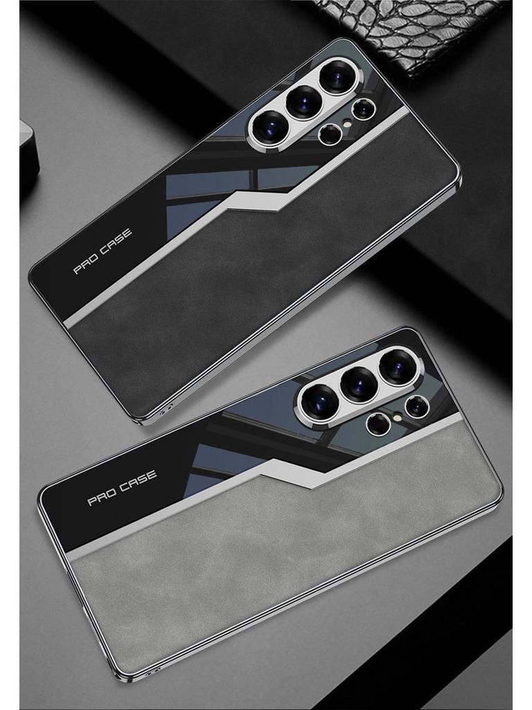 Fashionable Cross-Border S26 Ultra Samsung Phone Case with Precision-Hole Electroplated Frame and Plain Leather