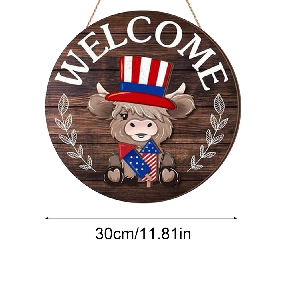Porch Welcome Sign Magnetic Wooden Highland Cow Sign Door Decor Holiday Decor For Office Store Housewarming Party Birthday