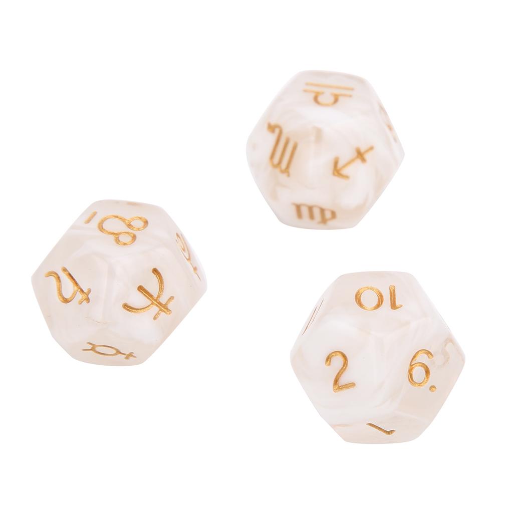 3 Peças Dados de Adivinhação de Resina Entretenimento para Reunião de Festa Dados de Astrologia Tarot de 12 Lados