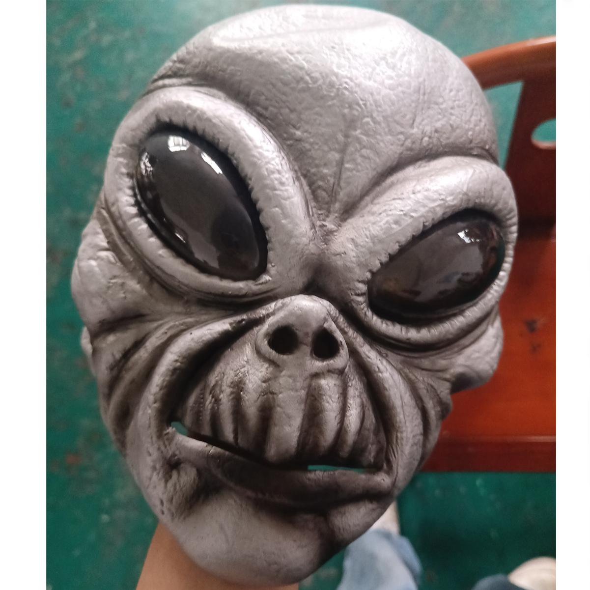 Silver Big-Eyed Alien Latex Mask One size fits all adults