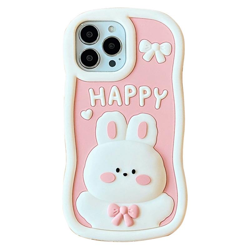 

For iPhone 14 Pro Soft Silicone Phone Case Anti-drop Cover Shockproof Cell Phone Shell with Rabbit Decor A