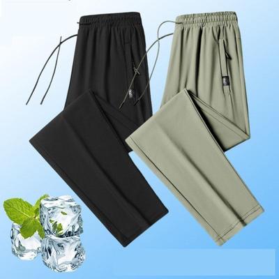 Men's Summer Sports Casual Trousers Sweat-Absorbing Breathable Cool Rope Trousers Lightweight and Comfortable Running Trousers