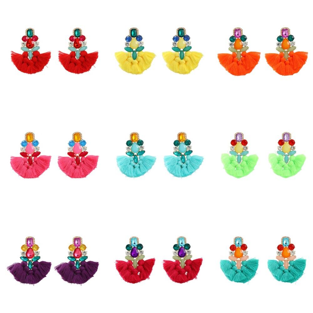 

Chic Shimmering Rhinestones Earrings Boho Bohemian Fringe Earrings Banquet Style 2