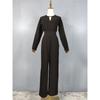 Export Single Spring Easiest for Match Black Long Sleeves Low-Cut Fashion Stylish Aura Ladies Party Slim and Sexy Jumpsuit