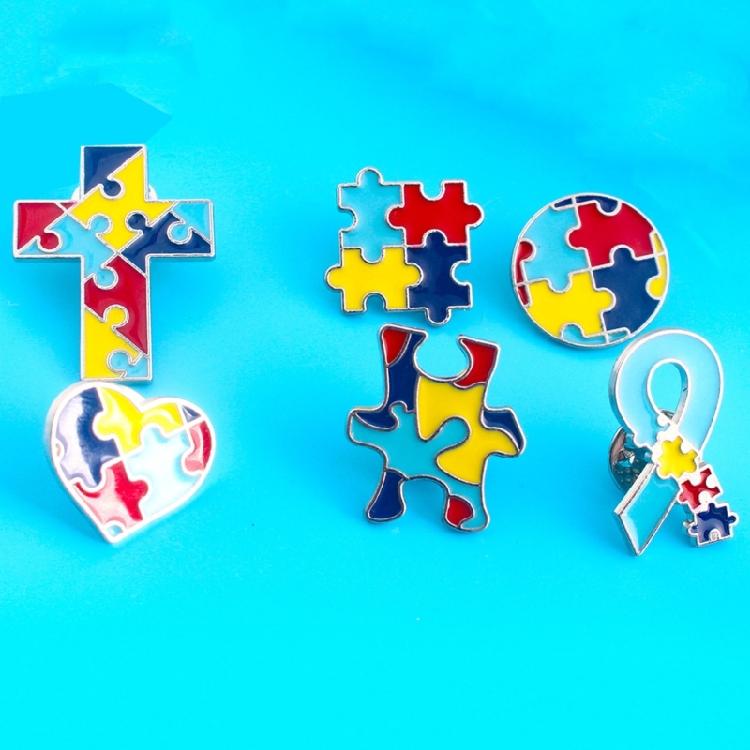 6 Pcs/Set Autism Awareness Pins Enamel Pins Autism Puzzle Brooches for DIY Hats