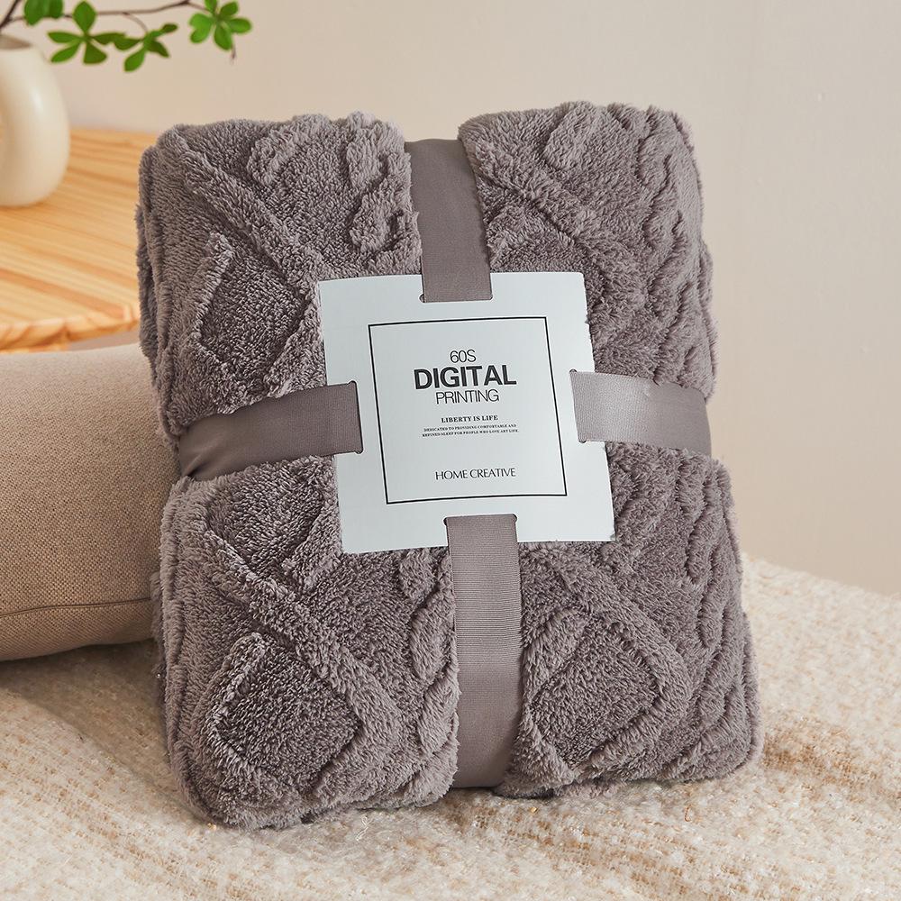 Velvet Coral Fleece Jacquard Blanket - Thickened and Soft Household Gift Blanket