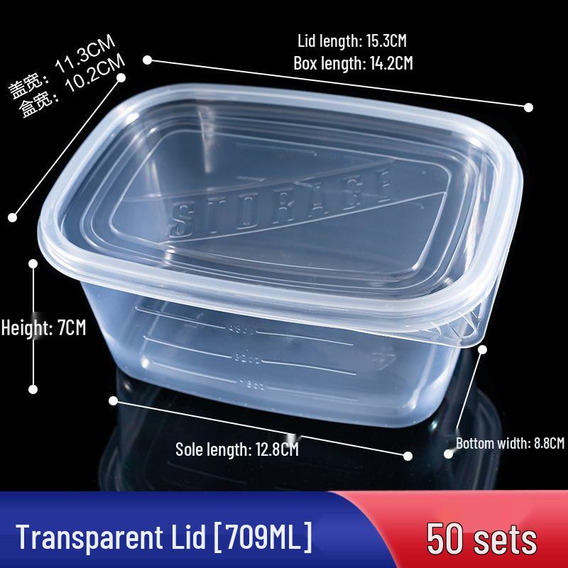 280ml Rectangular Transparent Plastic Salad Box with Lid for Fresh-Keeping and Takeaway