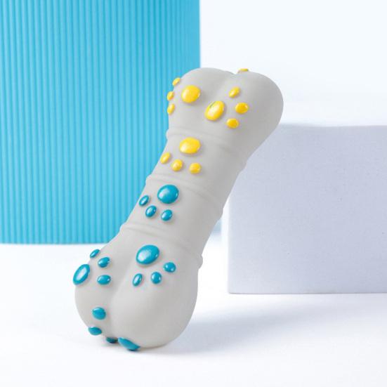 Squeaky Dog Toy Rubber Textured Barbell Bone Ball Dog Chew Toy Teeth Cleaning Toy for Aggressive Chewers Interactive Fetch Play