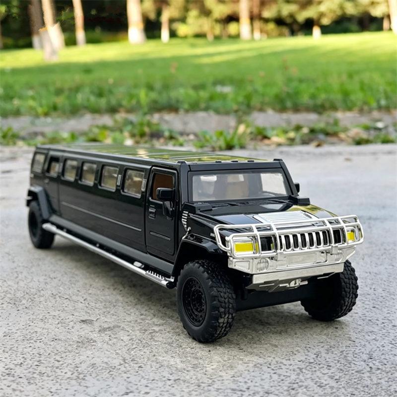 1/32 Uitgebreide Versie Hummer H2 Legering Auto Model Diecast Metaal Voertuigen Auto Model Simulatie Geluid En Licht Collectie Kinderen Cadeau