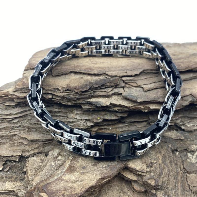 Male viking characters Bracelet 10MM Wide Stainless Steel Chain Charm Bracelets Hand Bands for Men's Vintage Boy Hand Jewellery