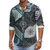 Men's Loose Fit Long Sleeve Collared Shirt Vintage Casual Breathable Button Down Shirt for Autumn Spring Daily Outdoor Workwear