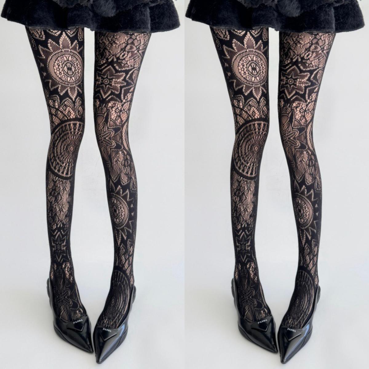

2 Pairs New Jacquard Fishnet Tights For Women Y2K Goth Fashion See Through Mesh Sheer Halloween Stockings Summer Thin Pantyhose One Size