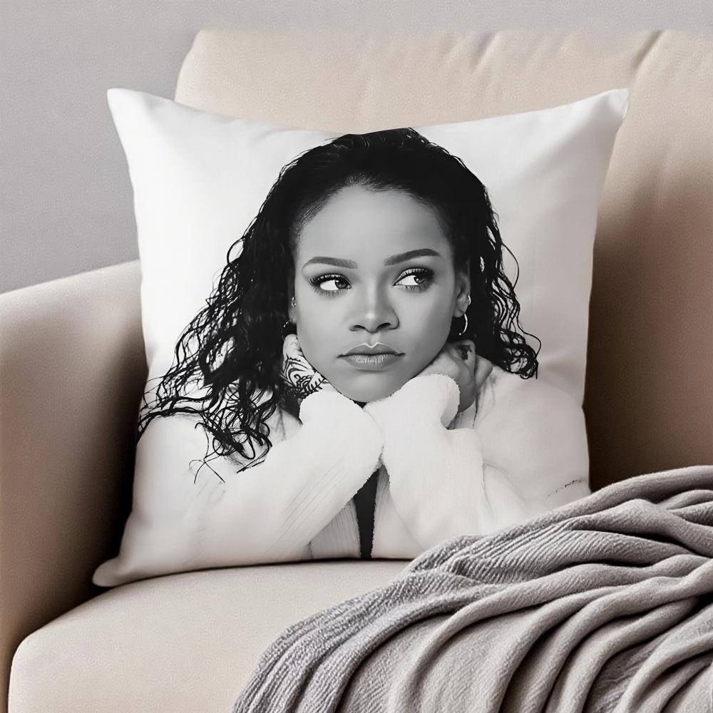 Bold RB Barbadian Singer RRihanna Cushion Cover Pillowcase Antidustmite Invisible Zipper Short Plush Sofa Cushion