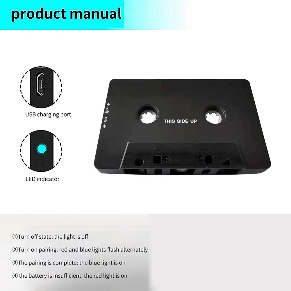 Universal Cassette Bluetooth 5.0 Adapter Cassette Converter Car Tape Aux Stereo Music Adapter USB Charging with Microphone