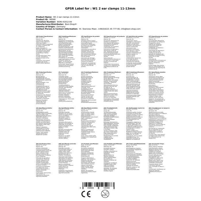 Colliers de Serrage 2 Oreilles 11-13mm, Klemmschellen