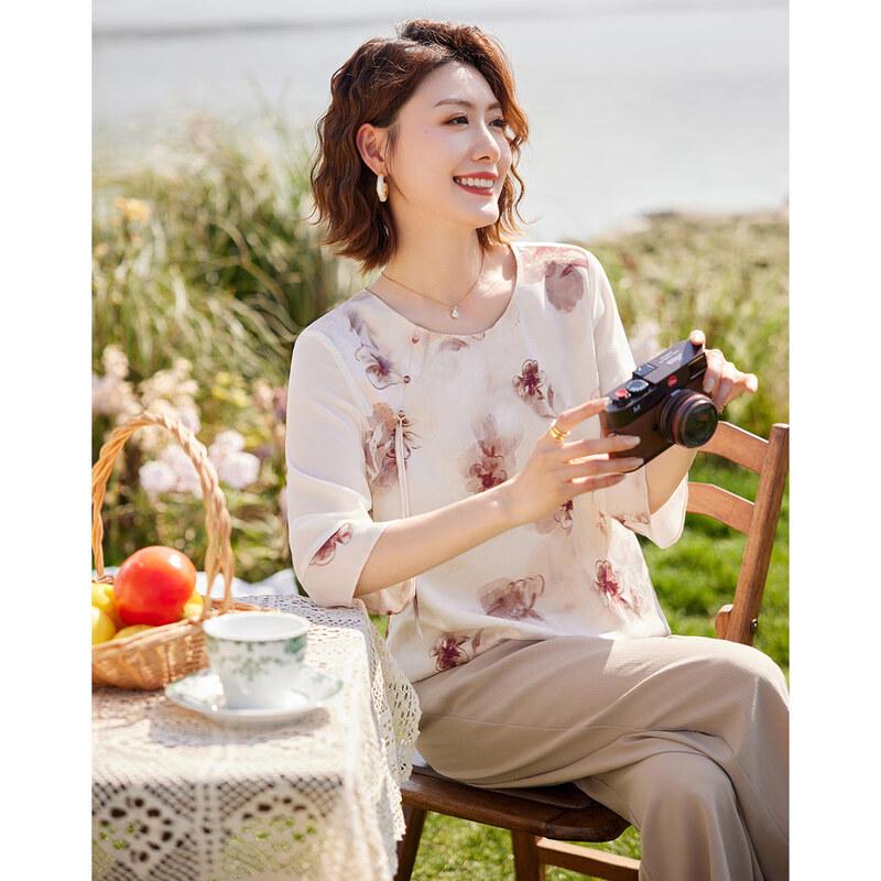 Women's New Chinese Style Casual Printed Two-Piece Set