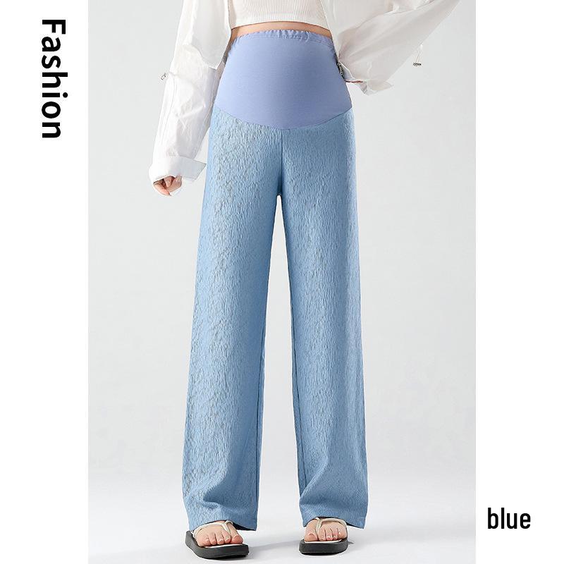 2026 Fashionable Maternity Wide Leg Straight Pants - Spring Outerwear, Casual Base, Versatile & Floor-Length. L