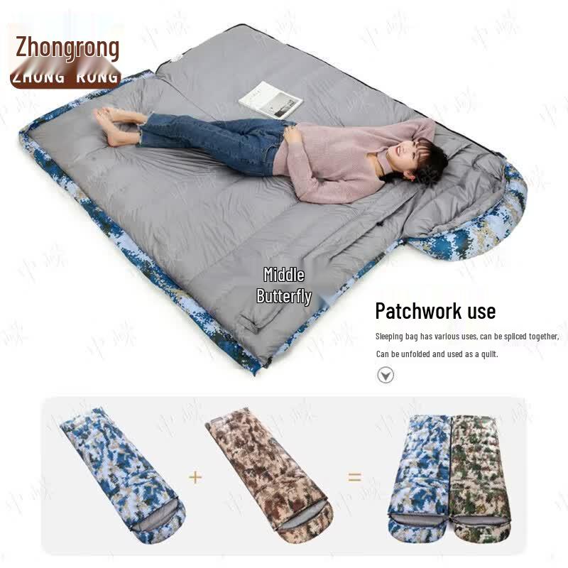 Zhongrong Outdoor Camping White Goose Down Envelope Sleeping Bag
