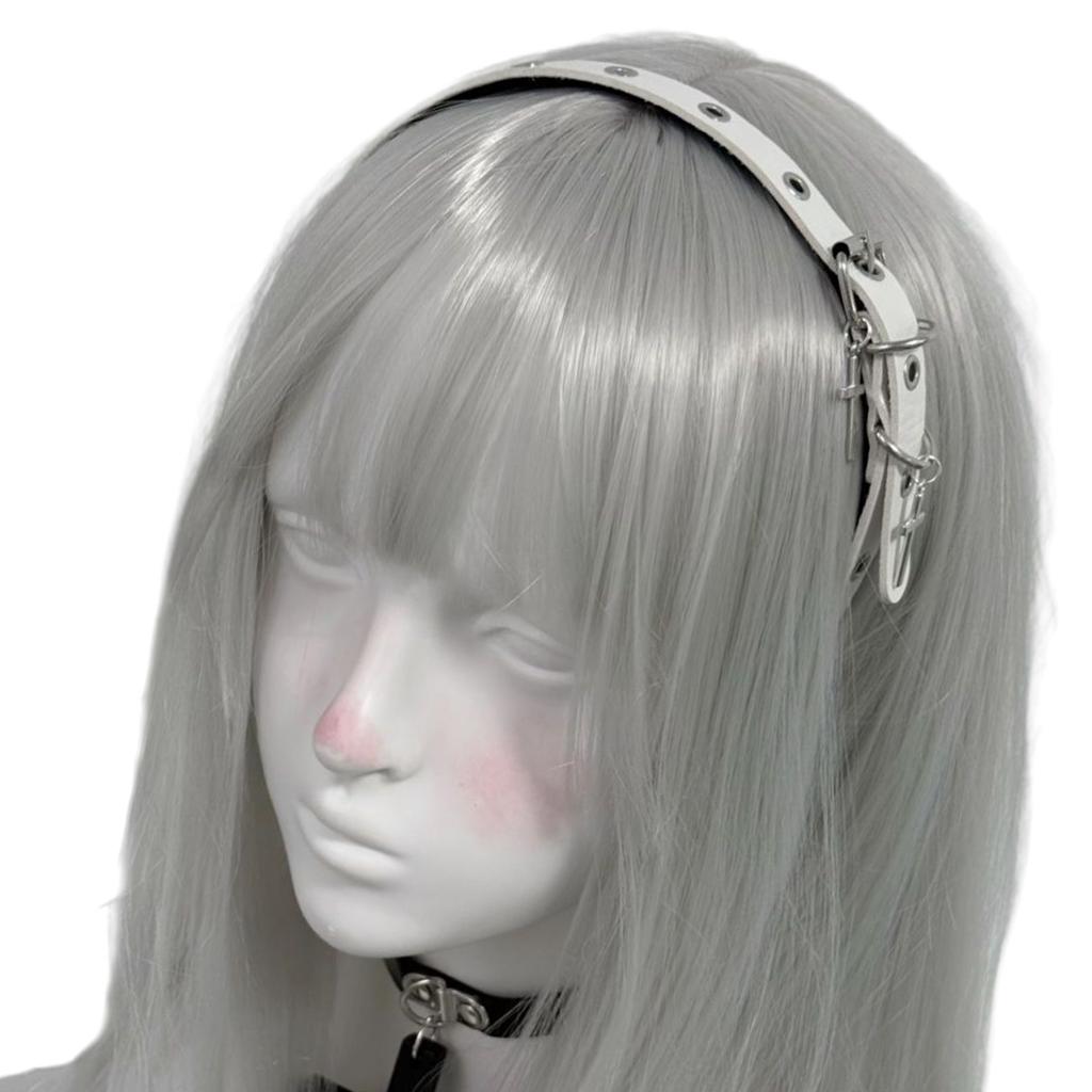 Retro Punk Cross Leather Headband For Women Cosplay Goth Lolita Y2K Subculture
