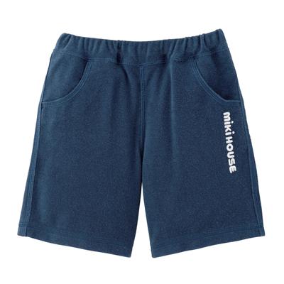 Hälfte für Jungen und für Kindergarten und marineblau [Miki House] WEB-exklusive 5/8-Hose, Hose, Frottee, uni, Logo, Mädchen, Baby, Kinder, Kinder