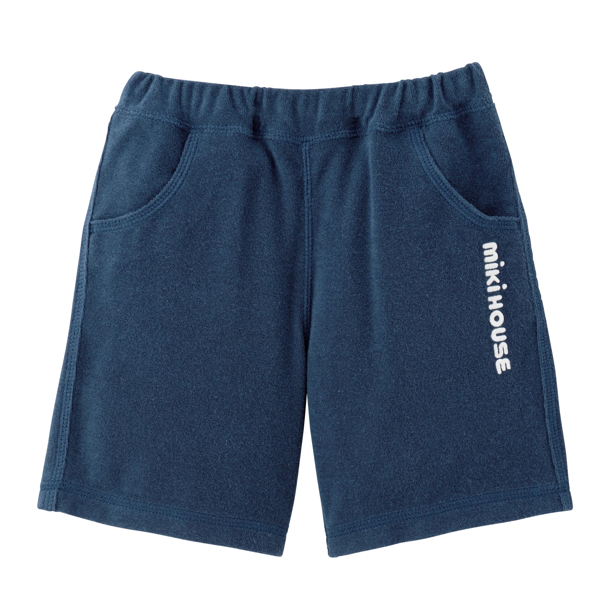 

половина для мальчиков и для детского сада и темно-синий [Miki House] WEB-эксклюзивные брюки длиной 5/8, брюки, махровые, однотонные, с логотипом, для девочек, для малышей, для детей, детские