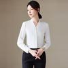 Women's Elegant V-Neck Long Sleeve Chiffon Blouse