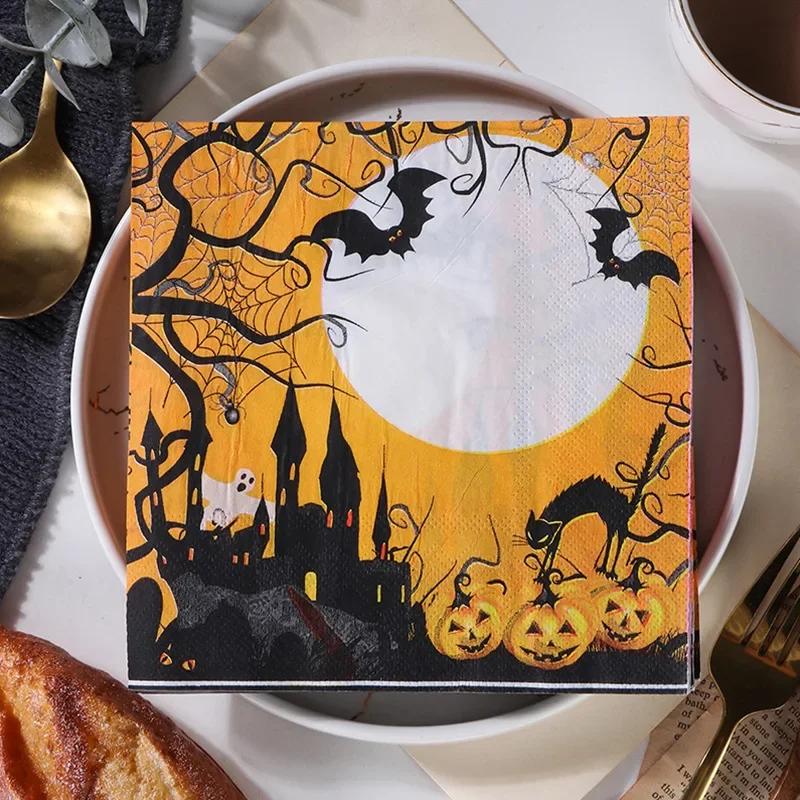 20 teile/paket 33*33 cm 2-lagig Einweg Party Serviette Halloween Muster
