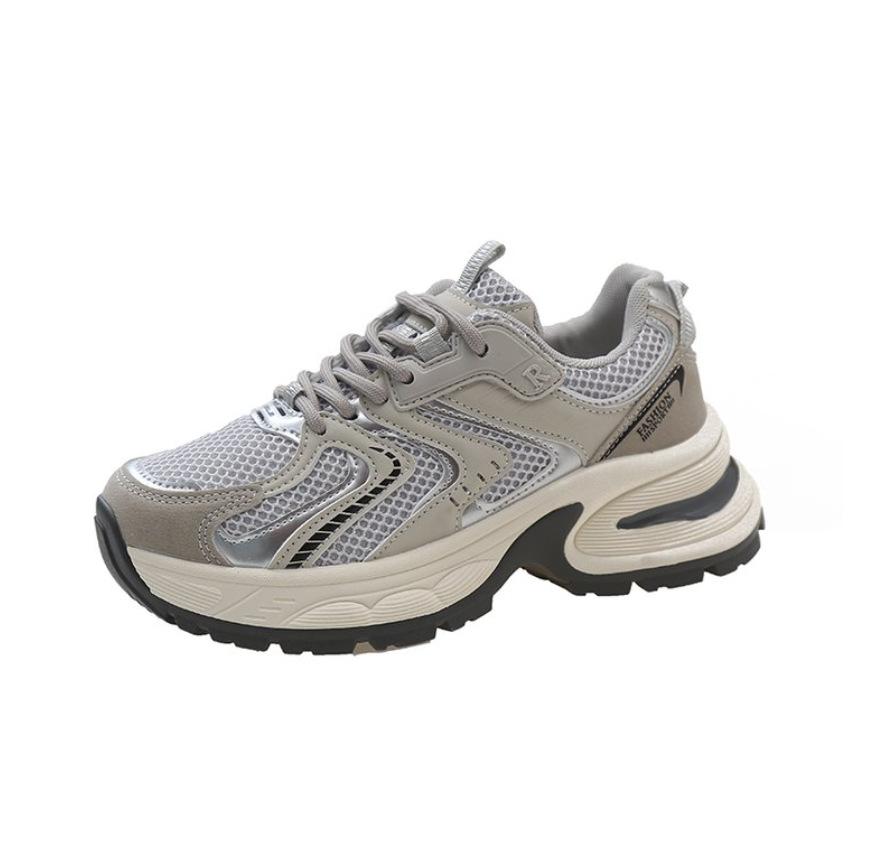 Silver Heightening Platform Shoes Women's 2025 Spring Retro Lightweight Breathable Casual Sports Low-top Dad Shoes Trendy and Versatile