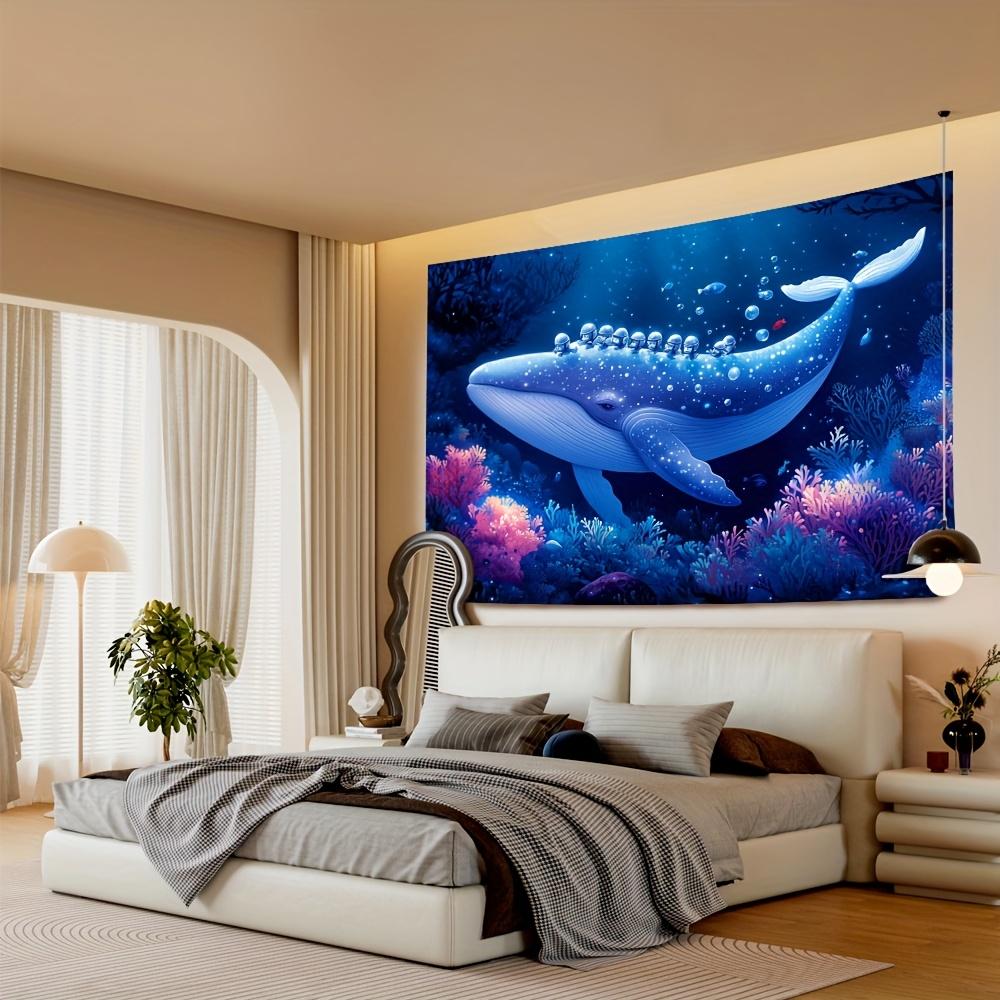 Huge Whale Swam Slowly Digital Printing Polyester Wall Hanging Tapestry Decorative Living Room Bedrooms Office Background Gift