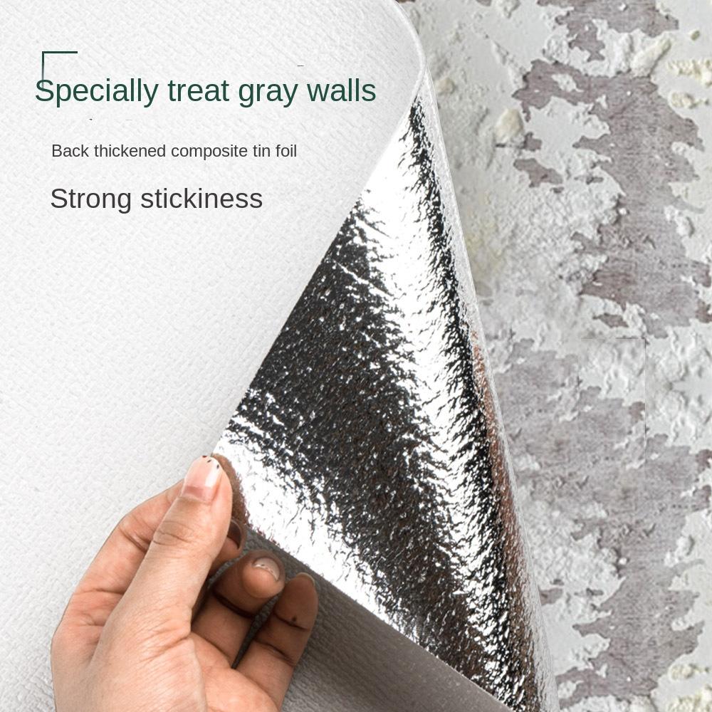 50cm*5m 3D Self-adhesive Thicken Waterproof Wallpaper Linen Textured Pure Color Home Decorative Refurbished Sticker