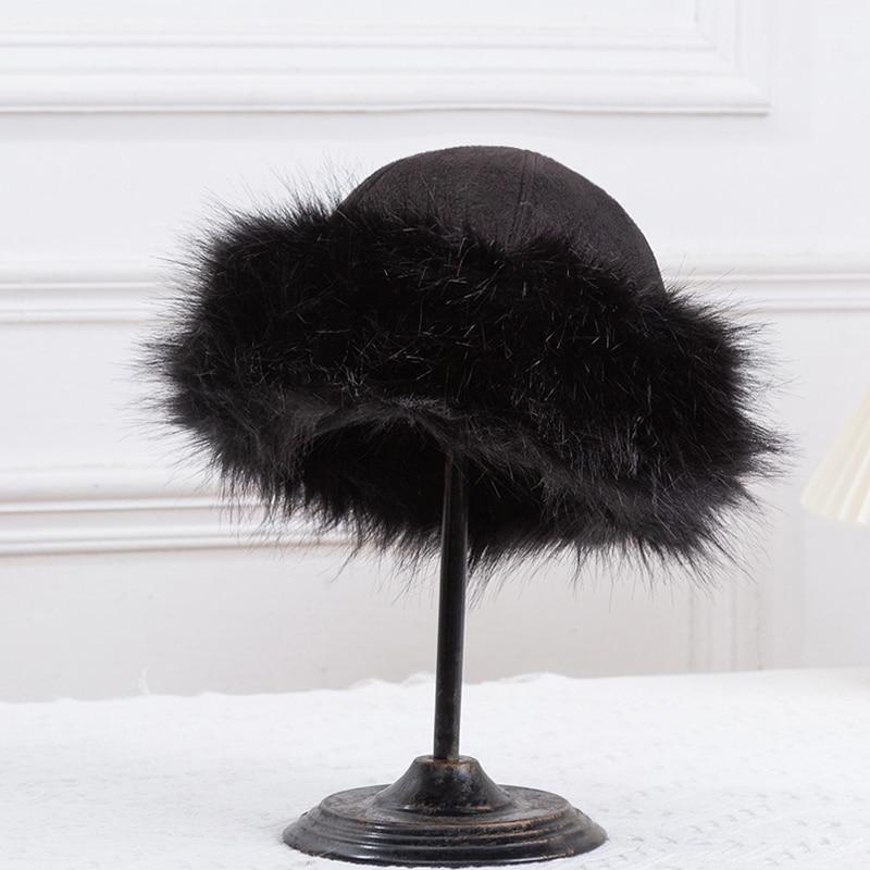 Women Winter Hat Suede Thicken Warm Beanies Fashion Autumn Fake Faux Mongolian Hat Outdoor Elegant Ladies Russian Cap