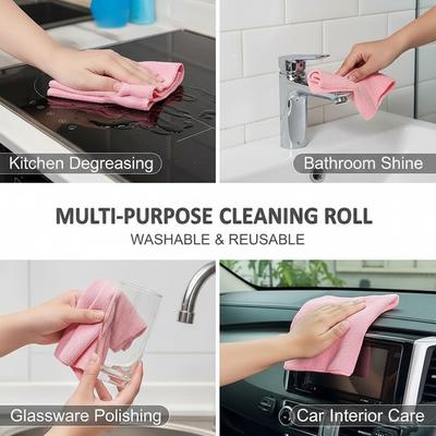 Towel Roll Home Cleaning for Kitchen Tearable and Portable Reusable Dry and Wet Compatible Ultra-Fine Fiber Roll Packaging