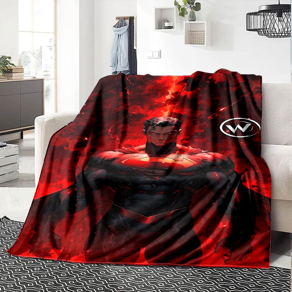 1pc Superman Black Flannel Blanket Soft Warm Throw for Home, Office, Travel, All-Season Cozy Bedding GiftL1052