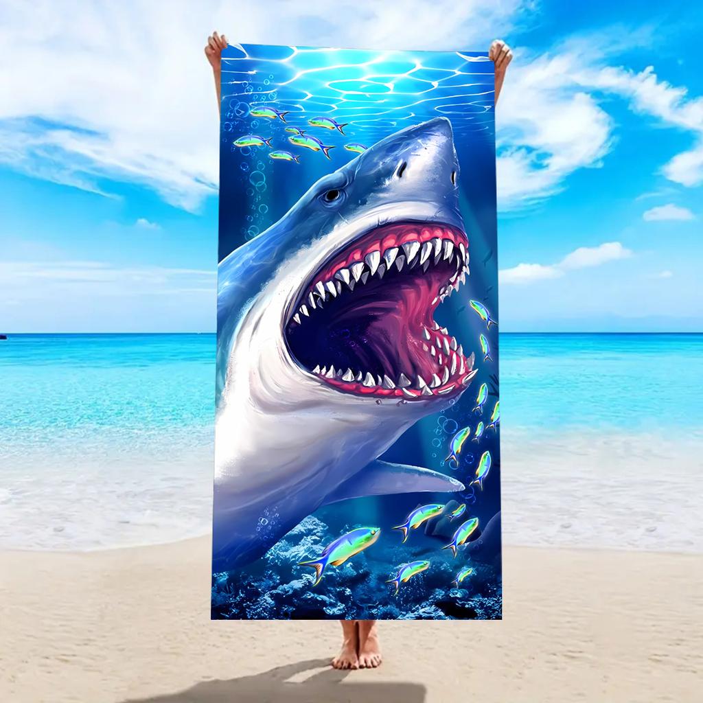 1pc Cartoon animal printed beach towel, ultra-fine fiber quick drying absorbent soft swimming towel, swimming sports towel