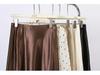 Fei Yuan Women's Satin A-line Drape Skirt, Lace-lined, Solid Color, Early Spring 2026 Fashion Arrival
