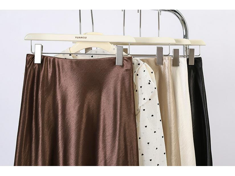 Fei Yuan Women's Satin A-line Drape Skirt, Lace-lined, Solid Color, Early Spring 2026 Fashion Arrival