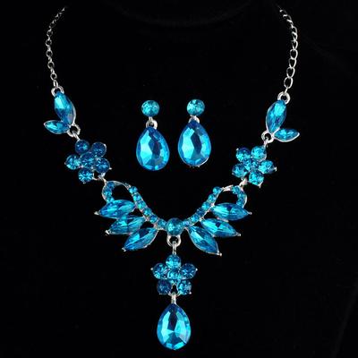 428-1 Brautschmuck-Set: Legierung Diamant Halskette & Ohrringe in Zwei Farben