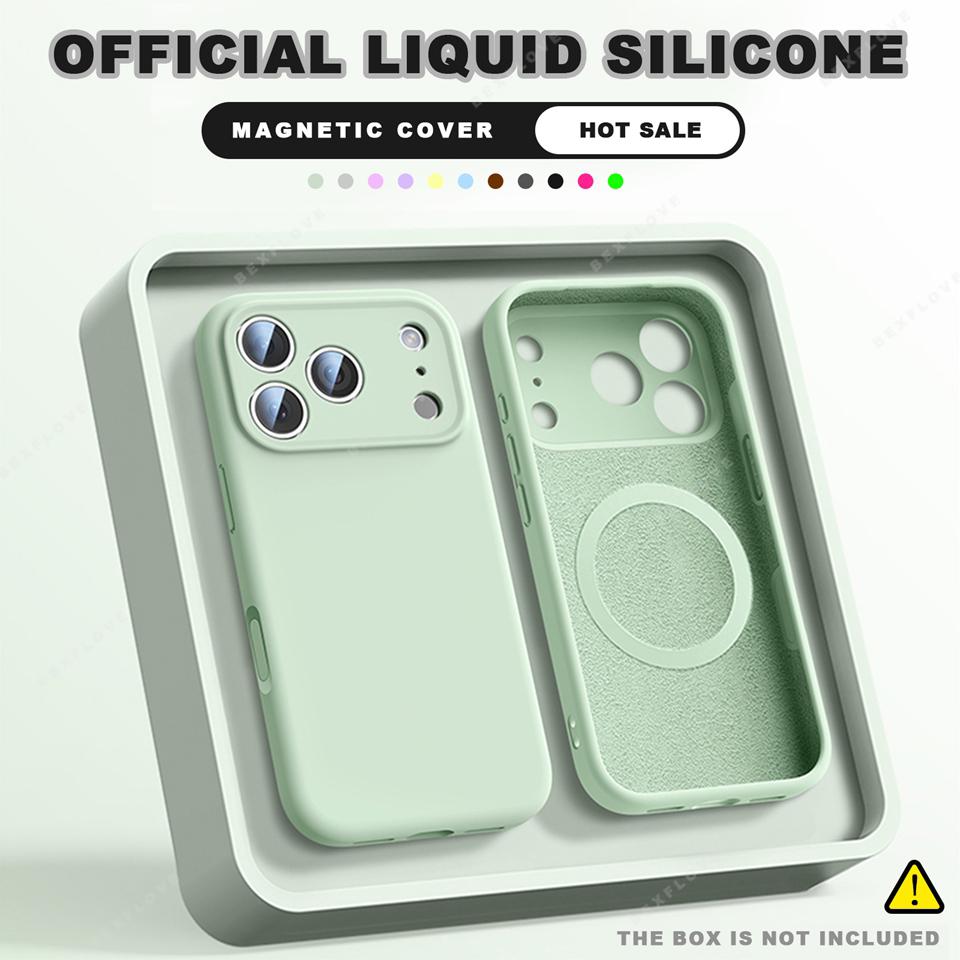 Custodia Ufficiale Magnetica in Silicone Liquido per iPhone 16E 16 15 14 Plus 12 13 16 Pro Max Caricatore Magsafe Protezione Copertura Morbida