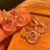 Jade Glowing Natural Pink Chalcedony Earrings Agate Studs, Real Shot