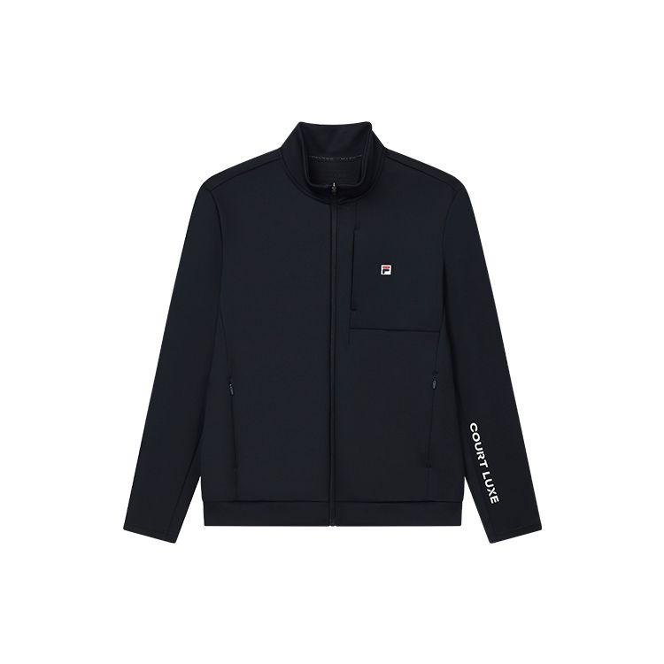 FILA Athletics Solid Color Letter Knit Sports Jacket Men Jacket Royal-Blue A11M213503FNV