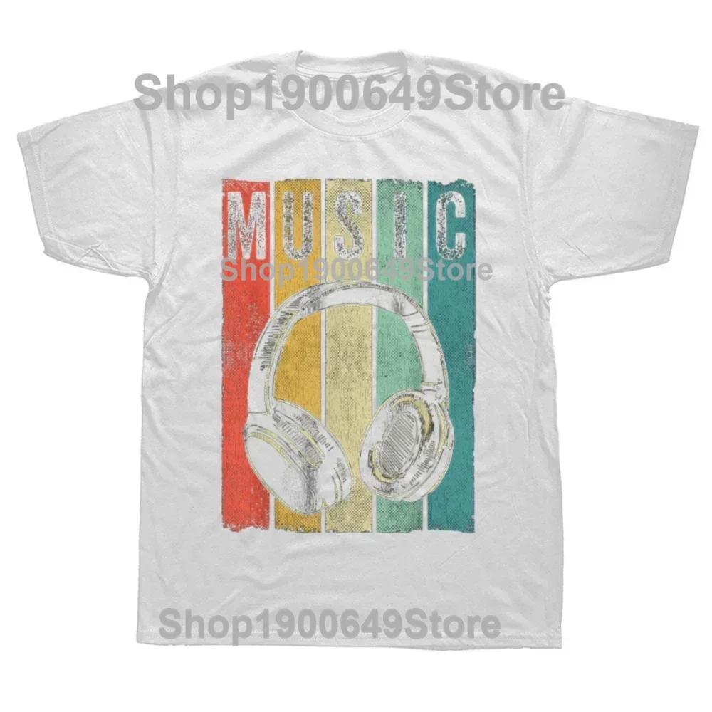 Funny Headphones Around The Neck T Shirt Cool Music Rock and Roll DJ Men Womens Fashion Casual Oversized 100 Cotton TShirt