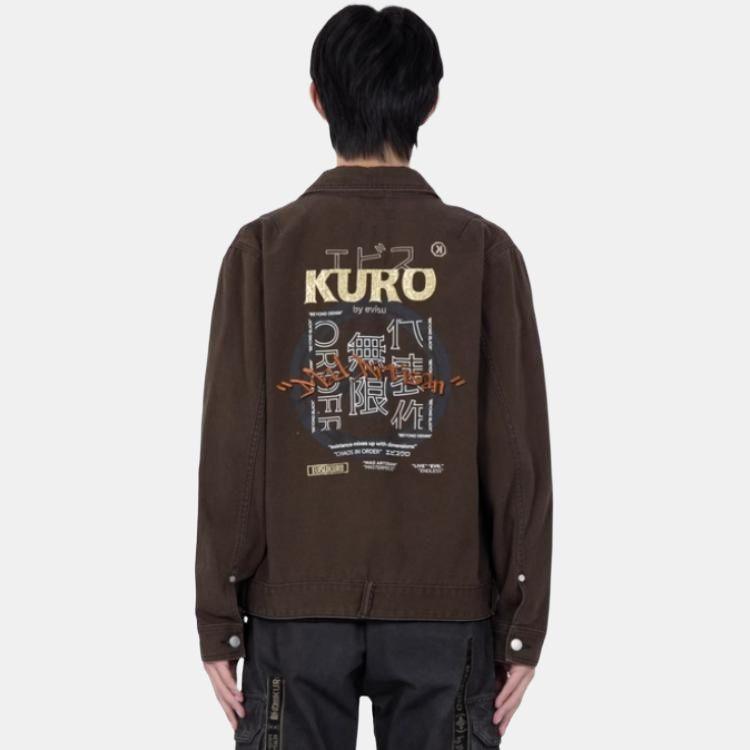 Evisu Work Pocket Denim Jacket Men jackets Dark-Charcoal 2EAGNM2DJ774XXCT