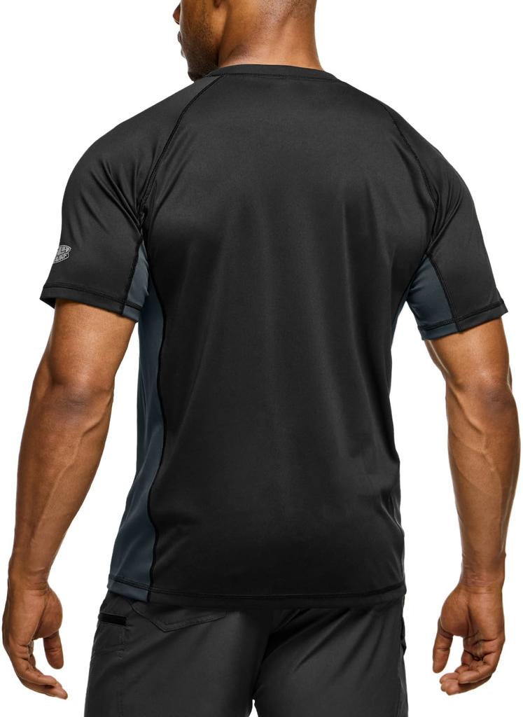 Tesla Short Sleeve Rash UV Flatlock Crew Neck Comfortable Waterproof UV Outdoor Men's Guard, Protection, Sweat-Wicking, Quick-Drying, Lightweight,