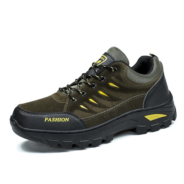 Hiking Shoes Men's Lace-up Leather Casual Shoes Thick Sole Heightened Rubber Sole Men's Outdoor Sports Shoes